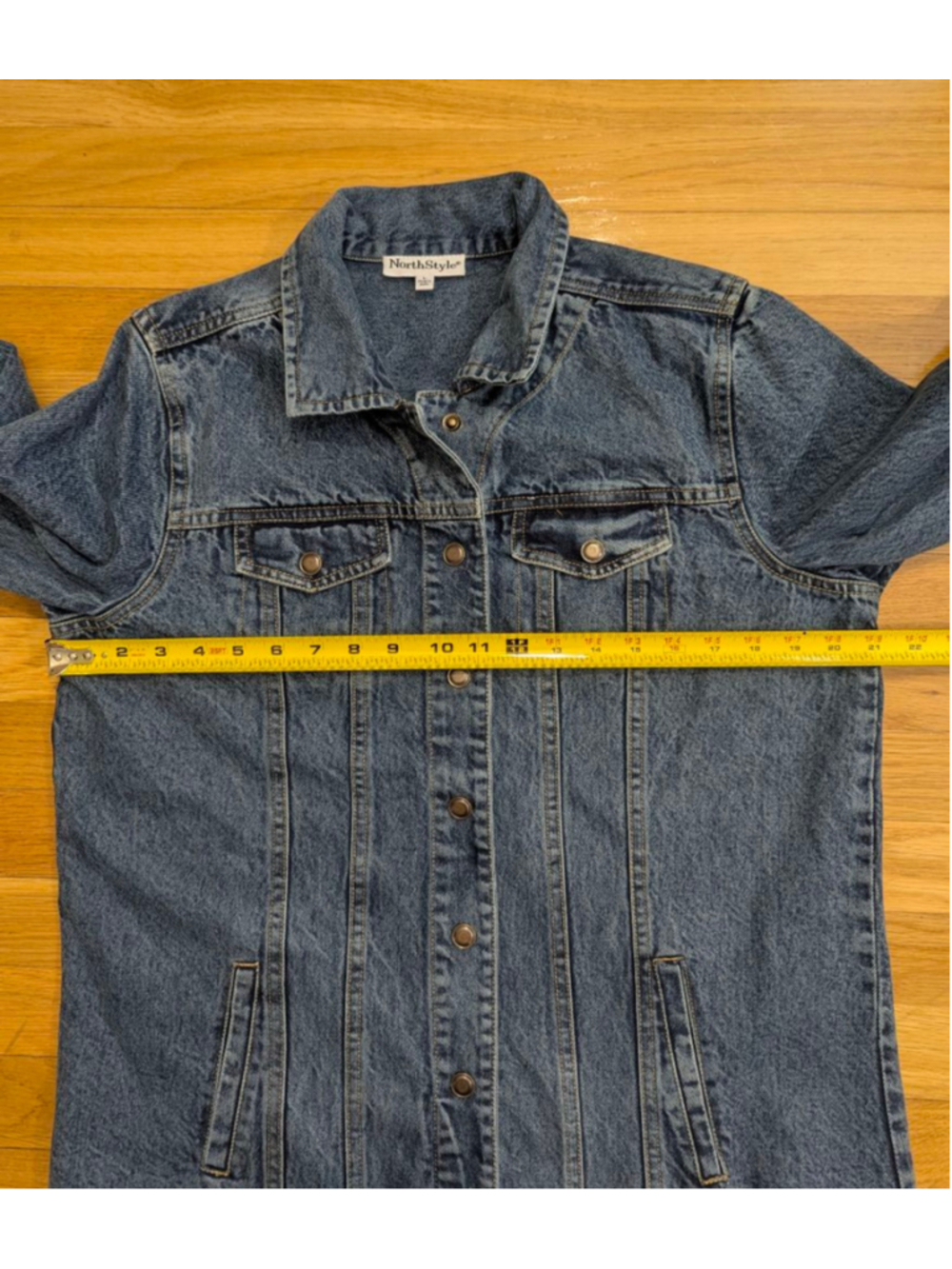 NorthStyle Denim Jean Jacket Longline Large Snap Front - Picture 8 of 12